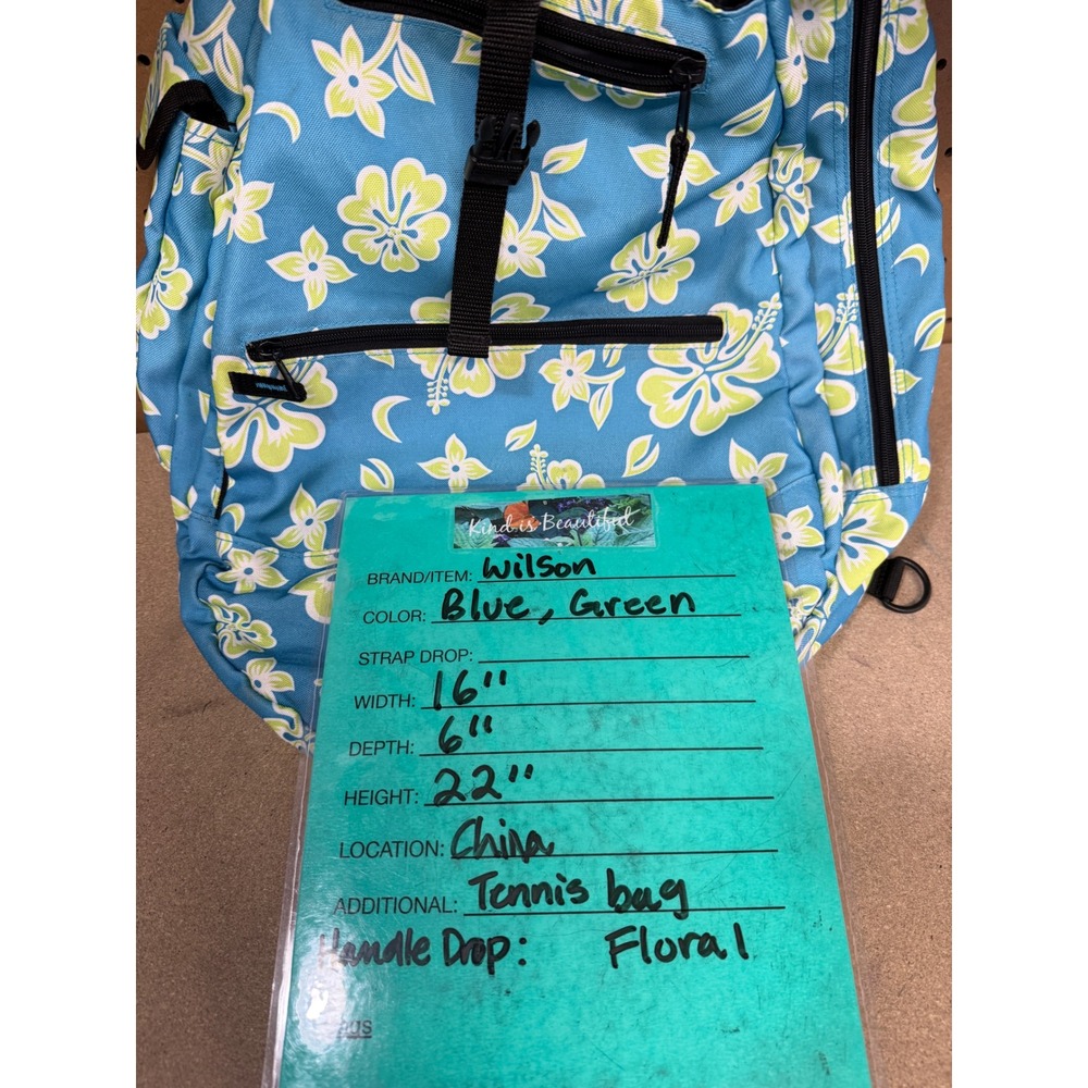 Wilson Tennis Sling Backpack Women Blue Floral Sporty School Hibiscus Pickleball - Picture 12 of 12